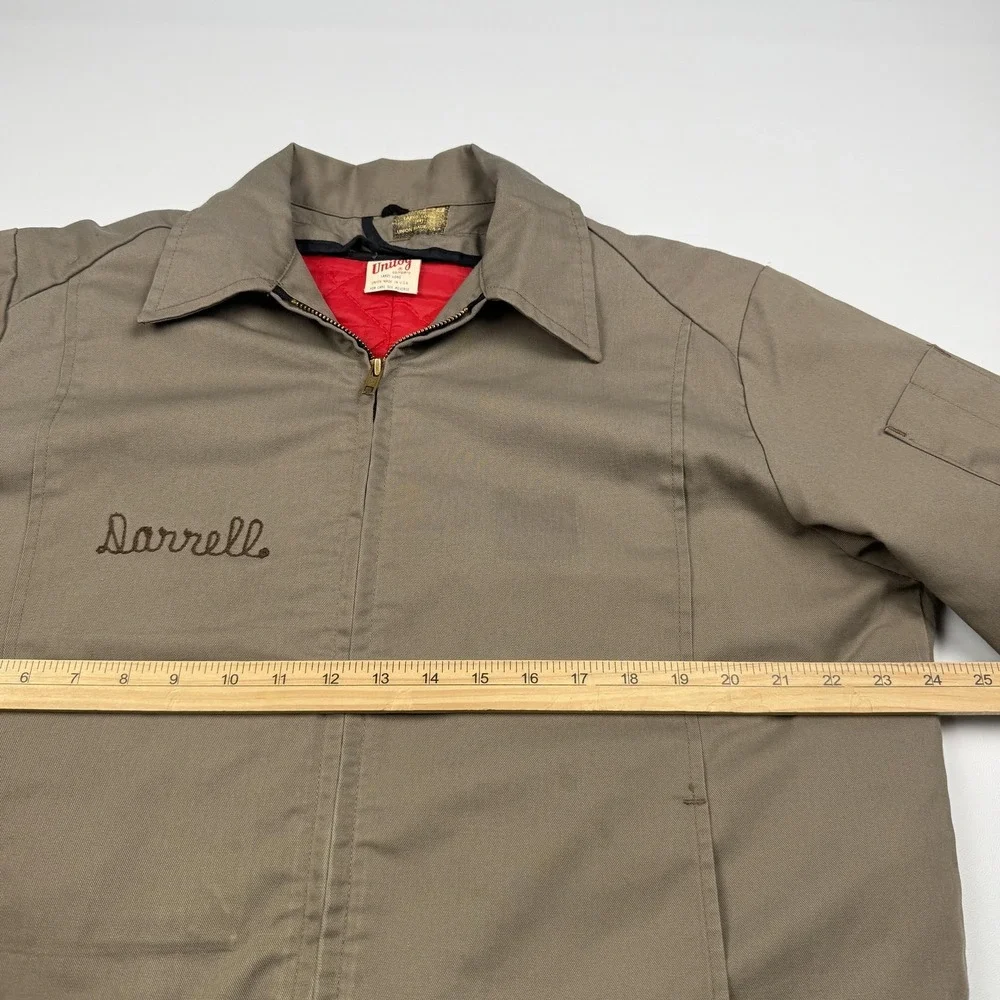 Vintage Unitog Jacket Mens LT Brown Canvas Bomber Lined Chain Stitch Workwear